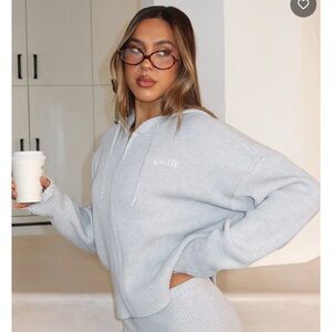 White Fox Boutique Gray Zip-Up Hoodie only worn once ! Like new condition!